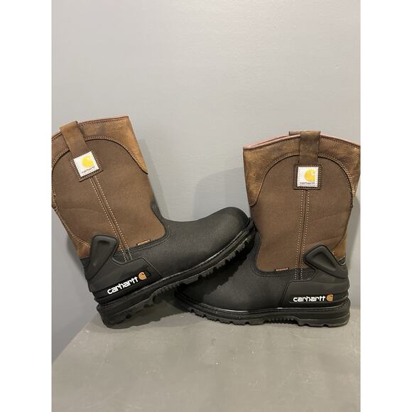 Carhartt Mens Brown Leather Steel Toe Work Boots Shoes 11 CMP1259 - Picture 1 of 5